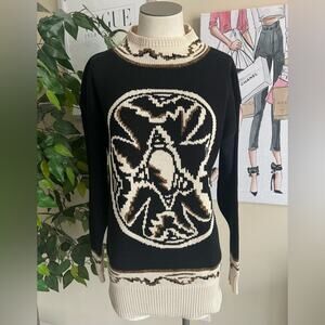 Linda Allard x Ellen Tracy Womens Vintage 70s 80s Knit Nautical Sweater Size P